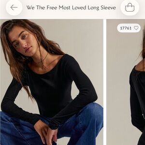 Free People Intimately Most Loved Black Long Sleeve Top